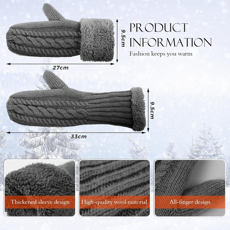 AURUZA Winter Warm Mittens for Women, Cozy Thick Knitted Gloves & Mittens Warm Soft Lining Cold Weather Accessories Gifts - Image 2